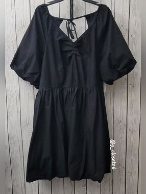 Time and Tru Women's Cotton Bubble Hem Mini Dress w/Puff Sleeve,Size 20